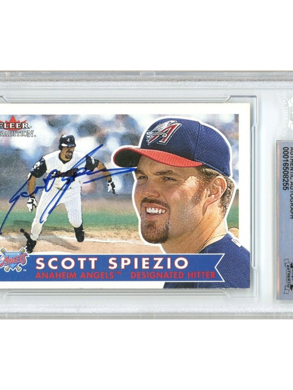 Scott Spiezio Signed 2001 Fleer Tradition #169 Anaheim Angels BAS Slab Auto MLB